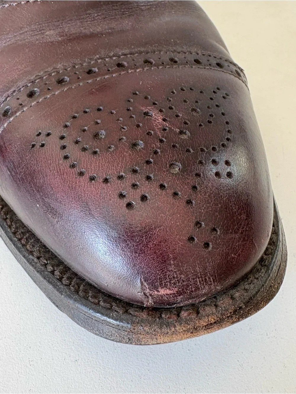 Alden #908 Burgundy Red Leather Oxford Dress Shoes Cap Toe Mens Size 10.5 D USA